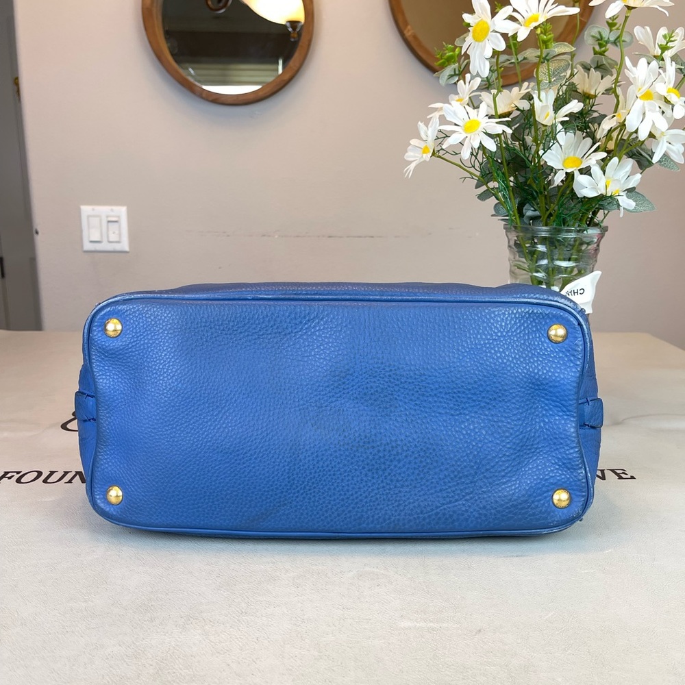 Prada blue leather Saffiano Lux Satchel Handbag - Picture 14 of 16